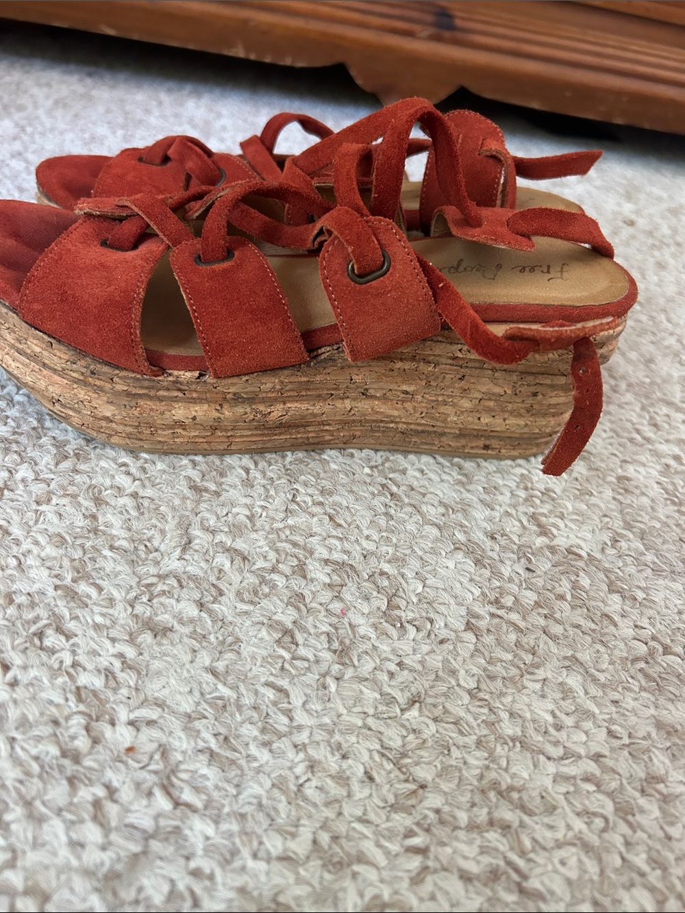 Women's Suede Lace-Up Sandals in Rust Orange - Picture 2 of 5